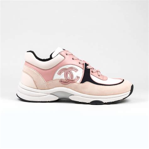 chanel cc logo beige pink suede sneaker|chanel black and white sneakers.